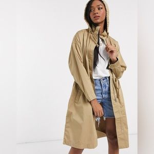 Levi's Womens  Trench Coat Unbasic Khaki Brown Size XL Long Oversized Ho…